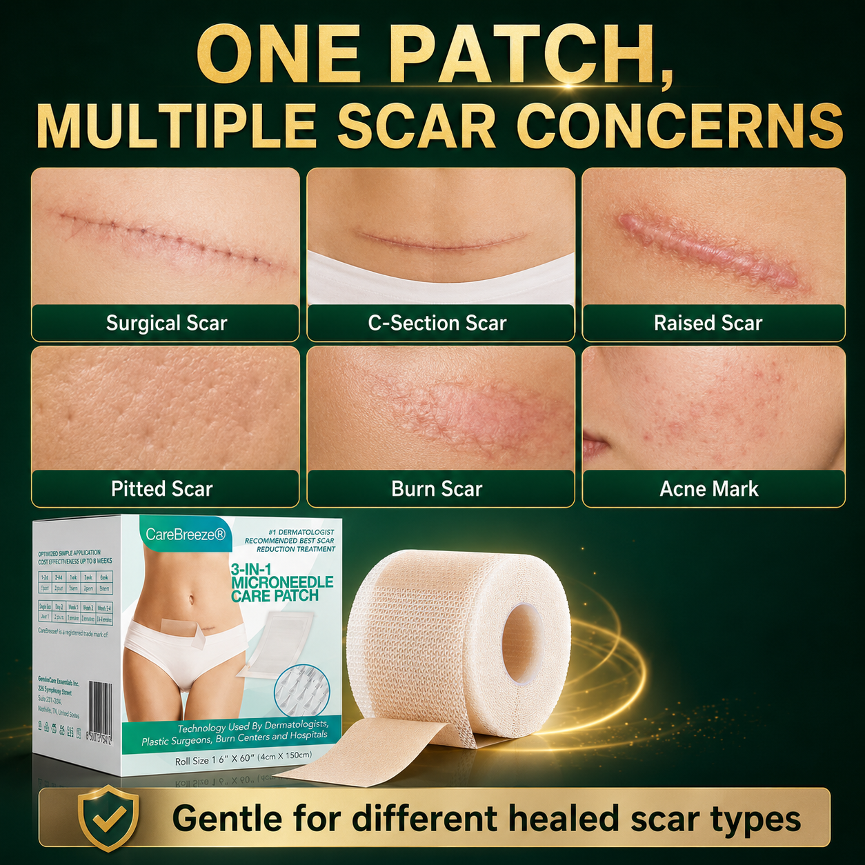 CareBreeze one patch multiple scar concerns visual